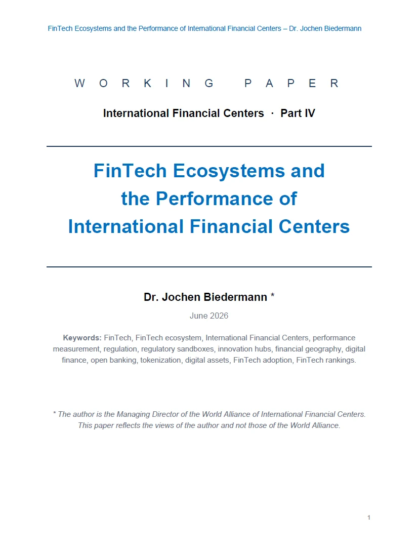 FinTech Ecosystems and the Performance of International Financial Centers